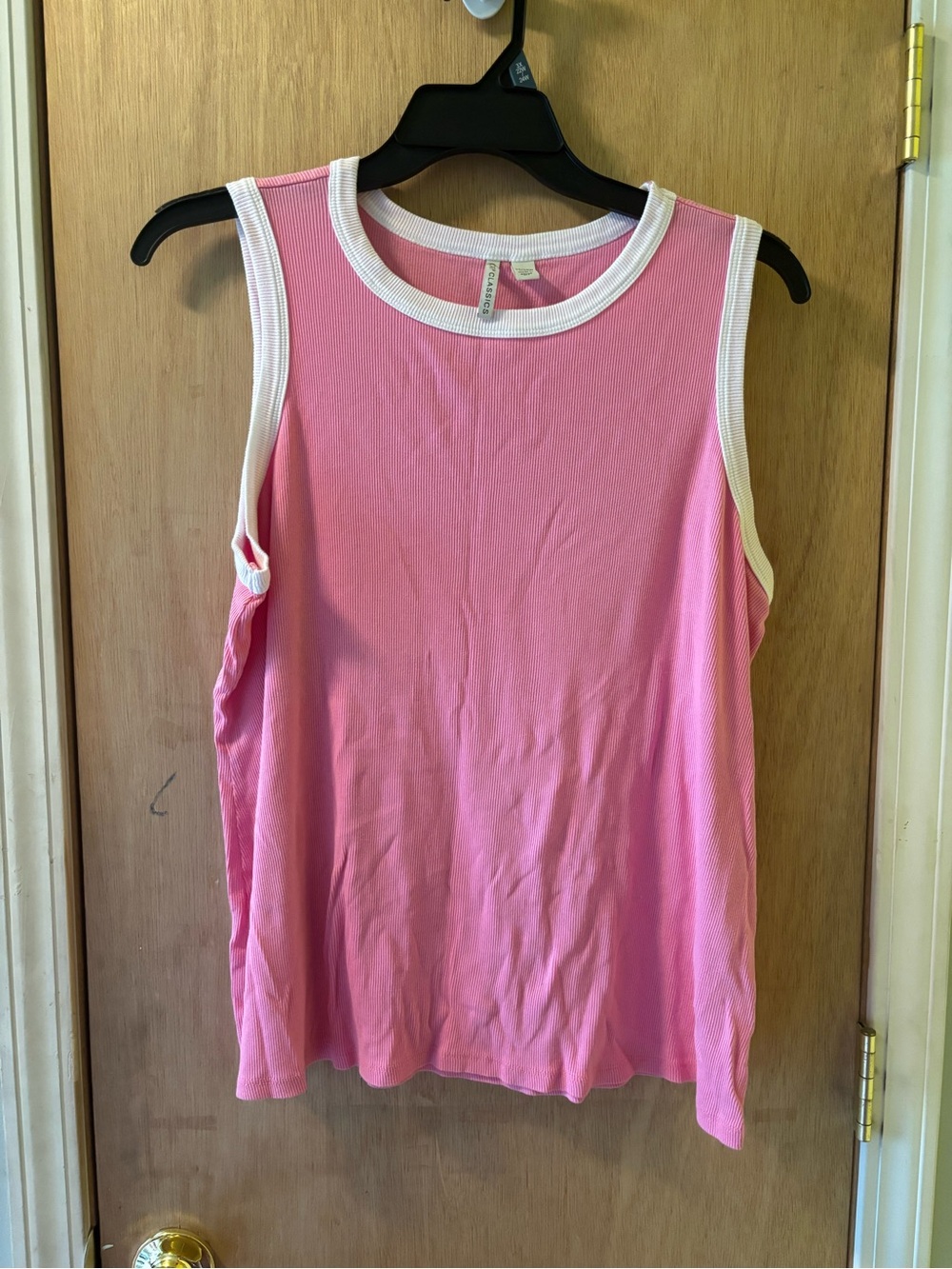Cato Classics Pink Ribbed Ringer Tank Top
